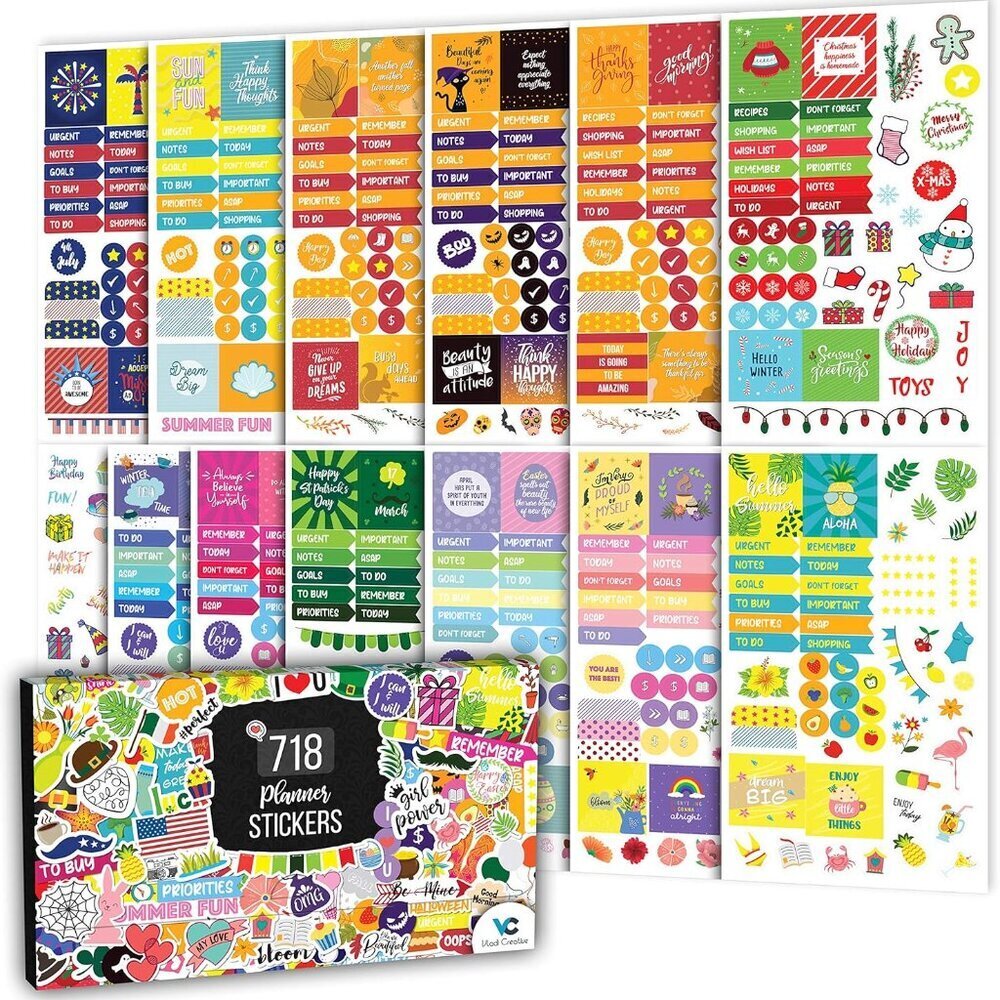 Aesthetic Planner Stickers - Productivity, Seasonal & Holiday Sticker Pack - 13